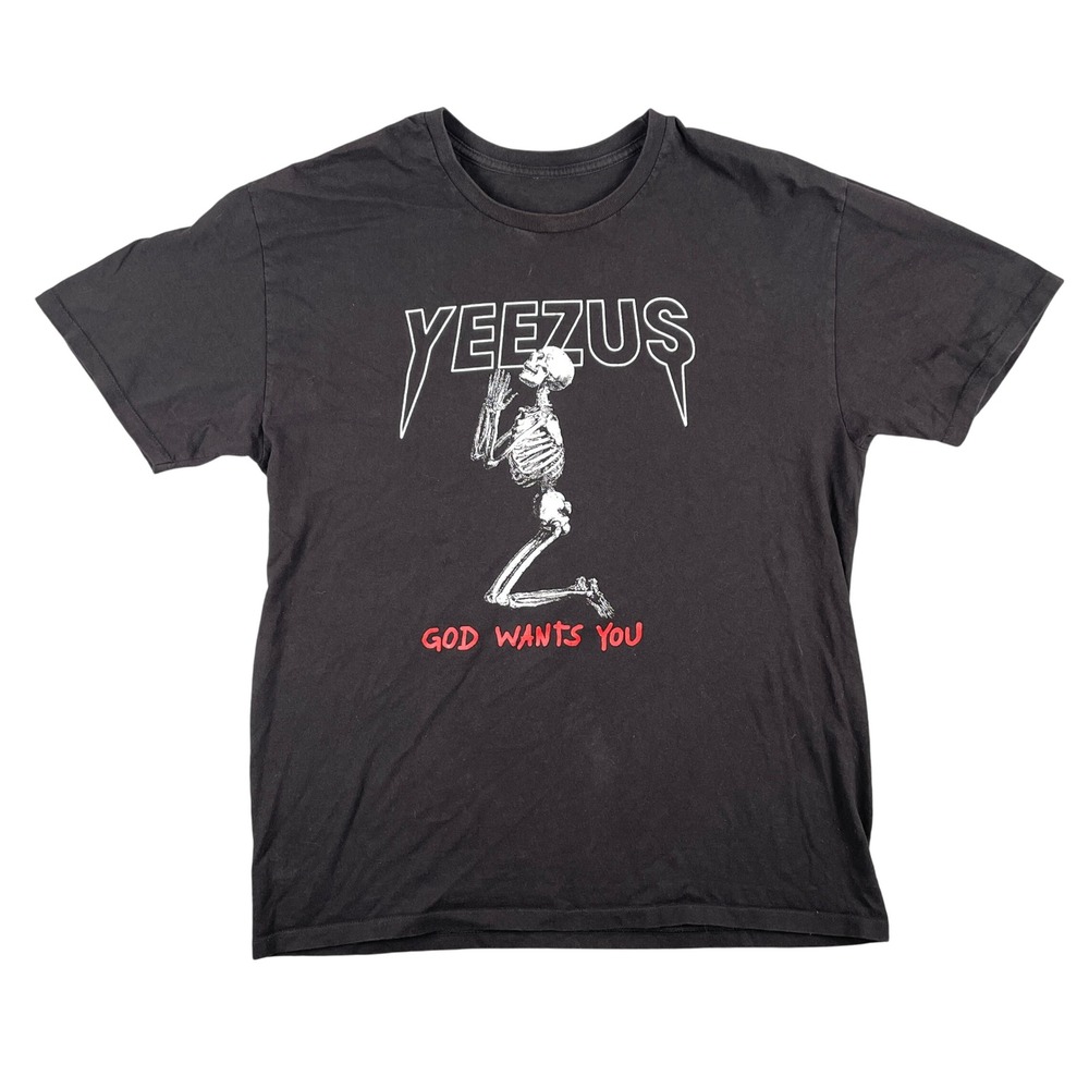 Yeezus Shirt Mens M Black Skeleton God Wants You Graphic Kanye West Short Sleeve